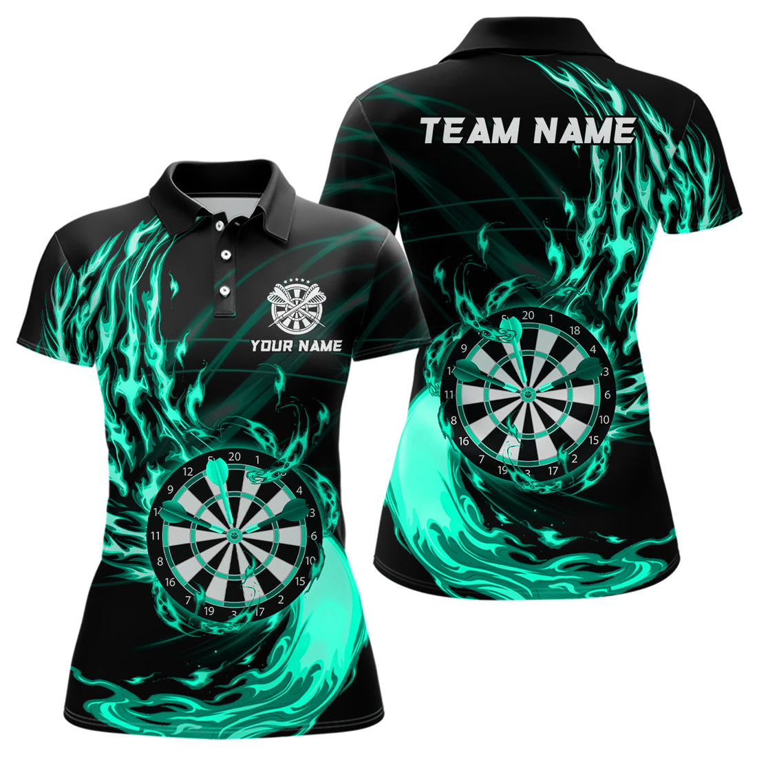 Turquoise Fire Flame Dartboard Darts and Custom Dart Dart
