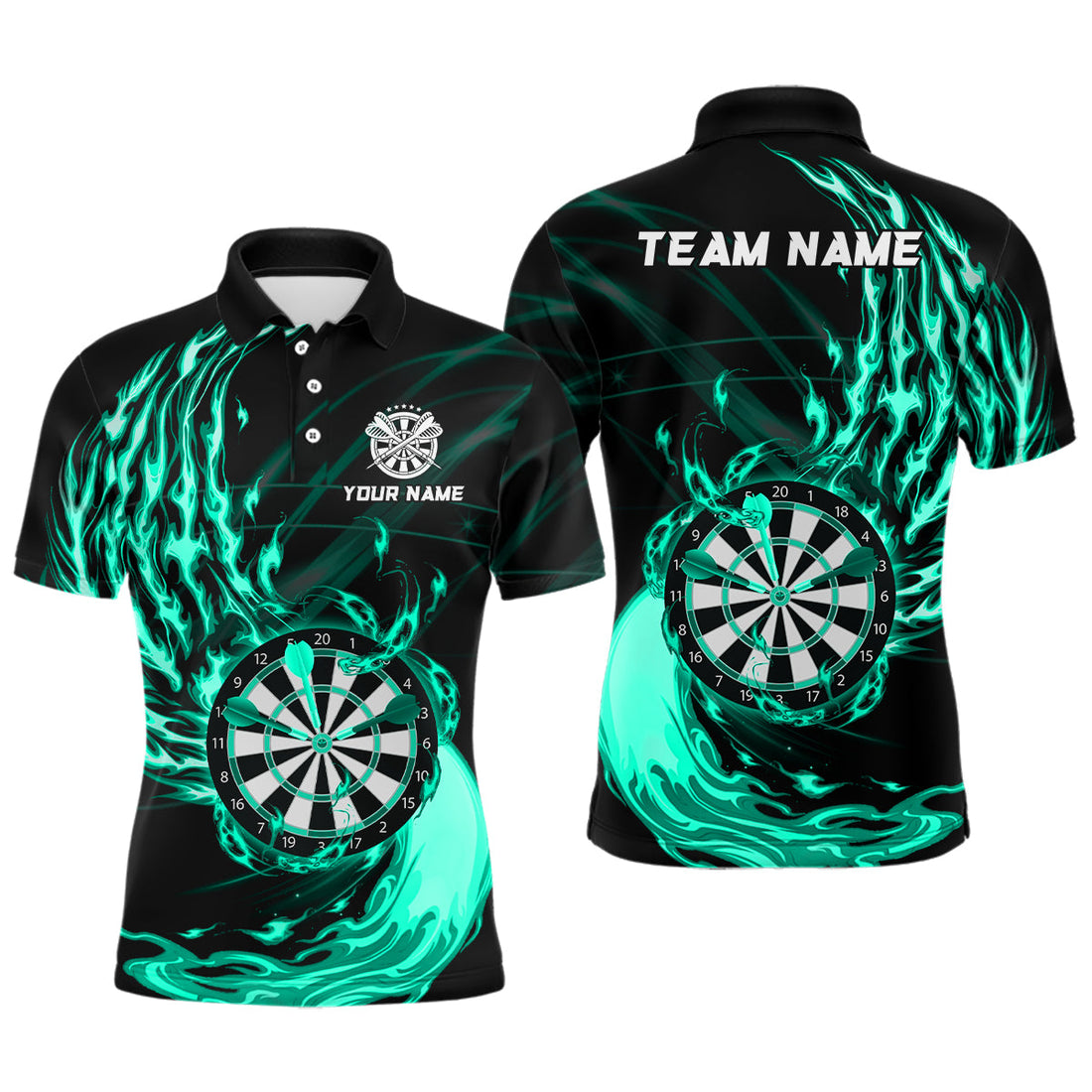 Turquoise Fire Flame Dartboard Darts and Custom Dart Dart