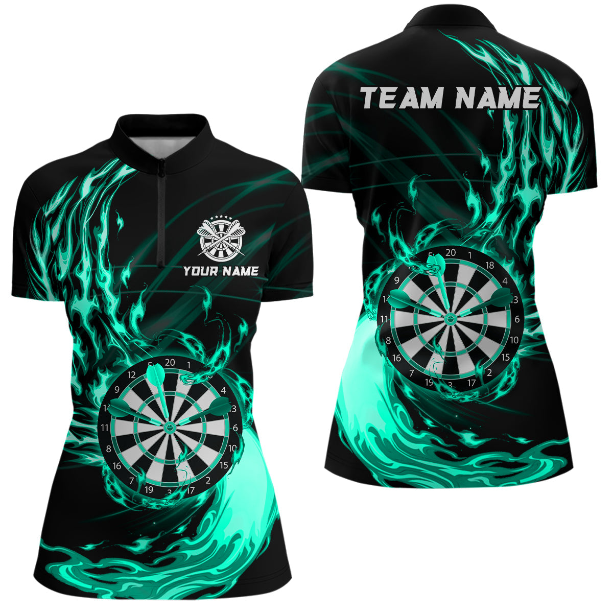 Turquoise Fire Flame Dartboard Darts and Custom Dart Dart