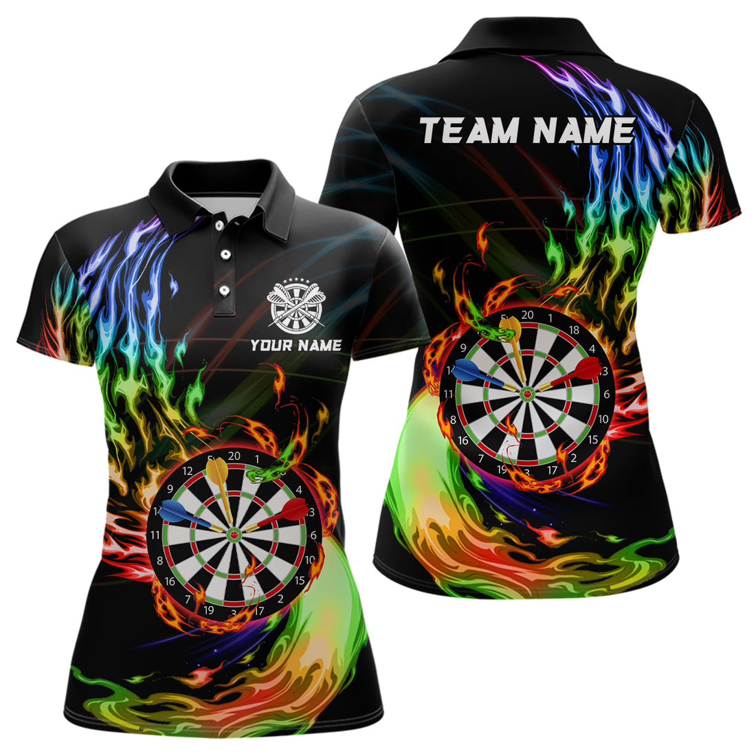 Rainbow Fire Flame Dartboard Darts and Custom Dart Dart