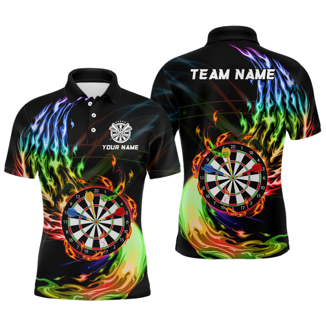 Rainbow Fire Flame Dartboard Darts and Custom Dart Dart