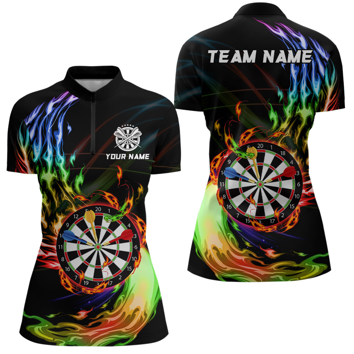 Rainbow Fire Flame Dartboard Darts and Custom Dart Dart