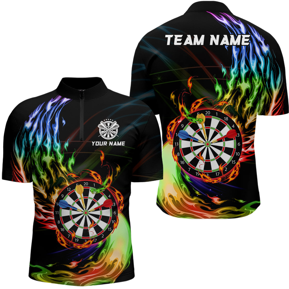 Rainbow Fire Flame Dartboard Darts and Custom Dart Dart