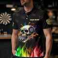 Funny 3D Darts Skull Colorful Fire Darts Men Quarter-Zip Custom Dart Team