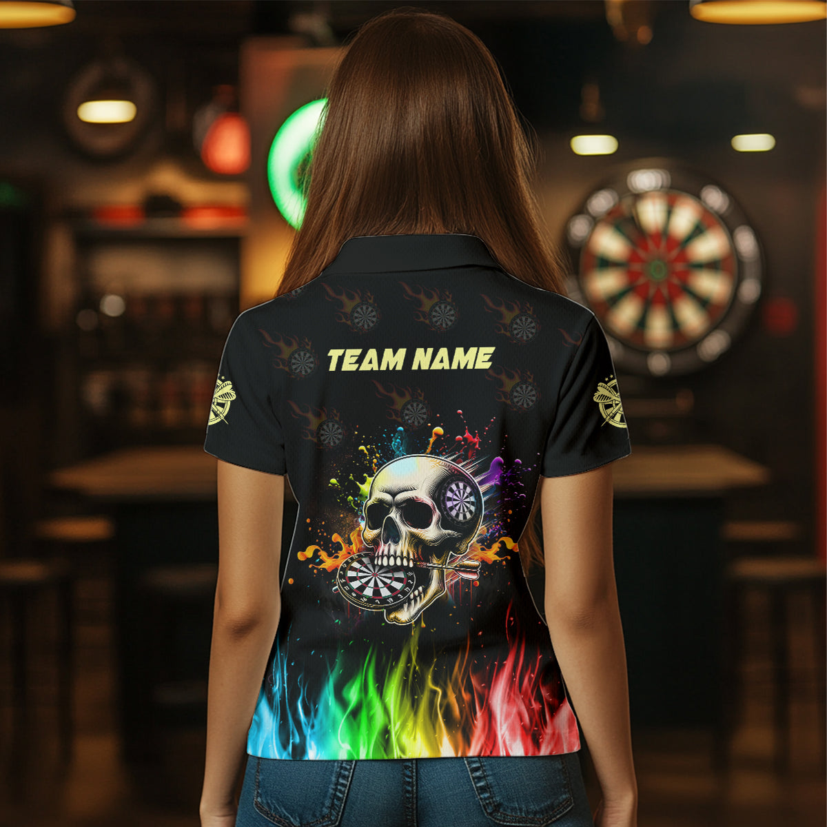 Funny 3D Darts Skull Colorful Fire Darts Men Quarter-Zip Custom Dart Team