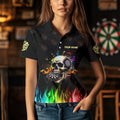 Funny 3D Darts Skull Colorful Fire Darts Men Quarter-Zip Custom Dart Team
