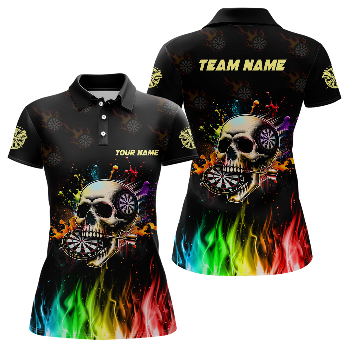 Funny 3D Darts Skull Colorful Fire Darts Men Quarter-Zip Custom Dart Team