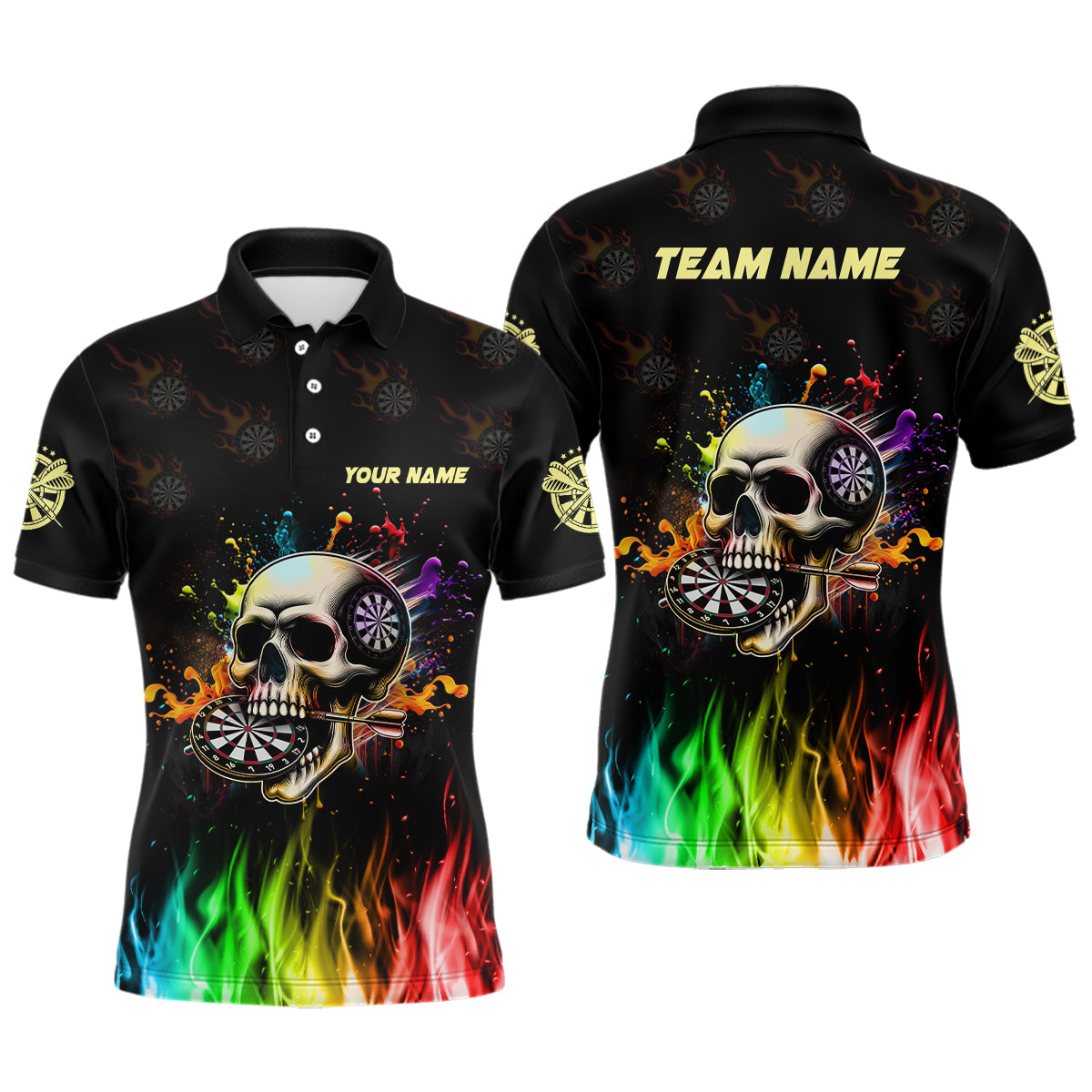 Funny 3D Darts Skull Colorful Fire Darts Men Quarter-Zip Custom Dart Team