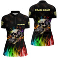 Funny 3D Darts Skull Colorful Fire Darts Men Quarter-Zip Custom Dart Team