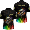 Funny 3D Darts Skull Colorful Fire Darts Men Quarter-Zip Custom Dart Team