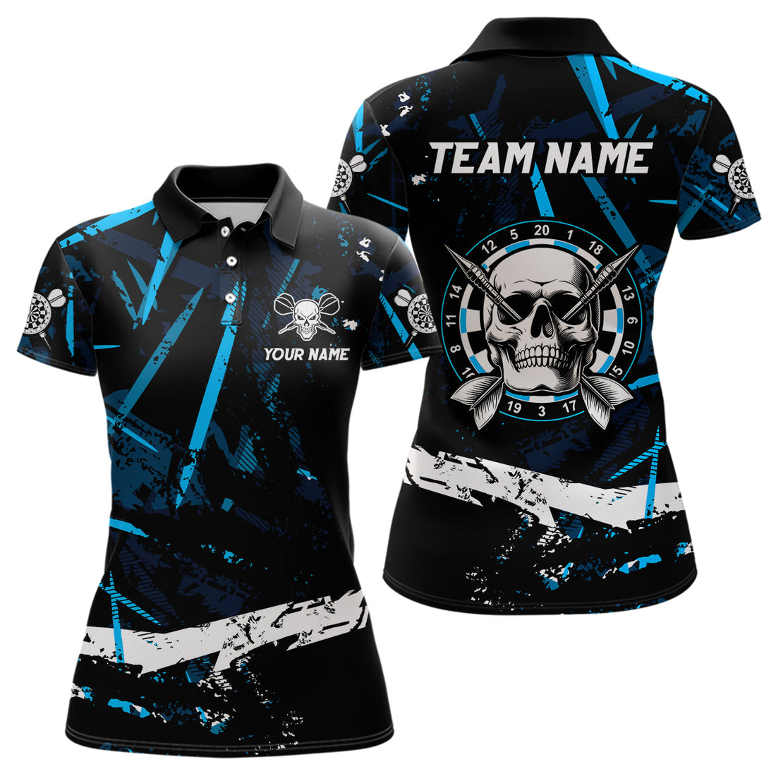 Personalized Grunge Black Blue Abstract Skull Dart Custom Cool Darts Team