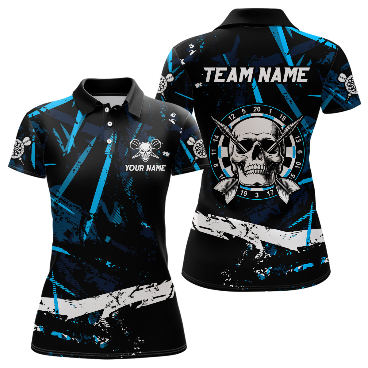 Personalized Grunge Black Blue Abstract Skull Dart Custom Cool Darts Team