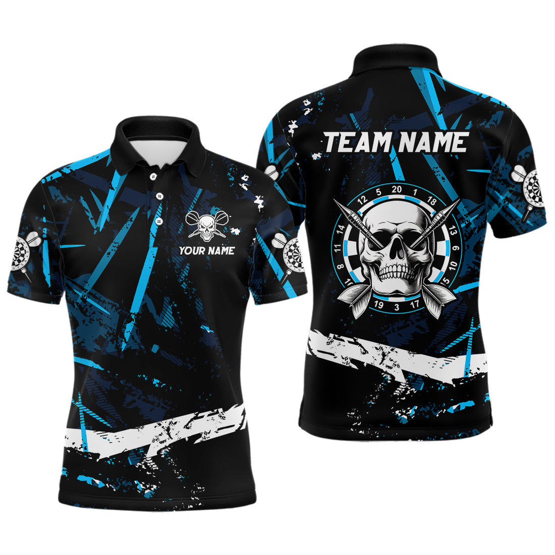 Personalized Grunge Black Blue Abstract Skull Dart Custom Cool Darts Team