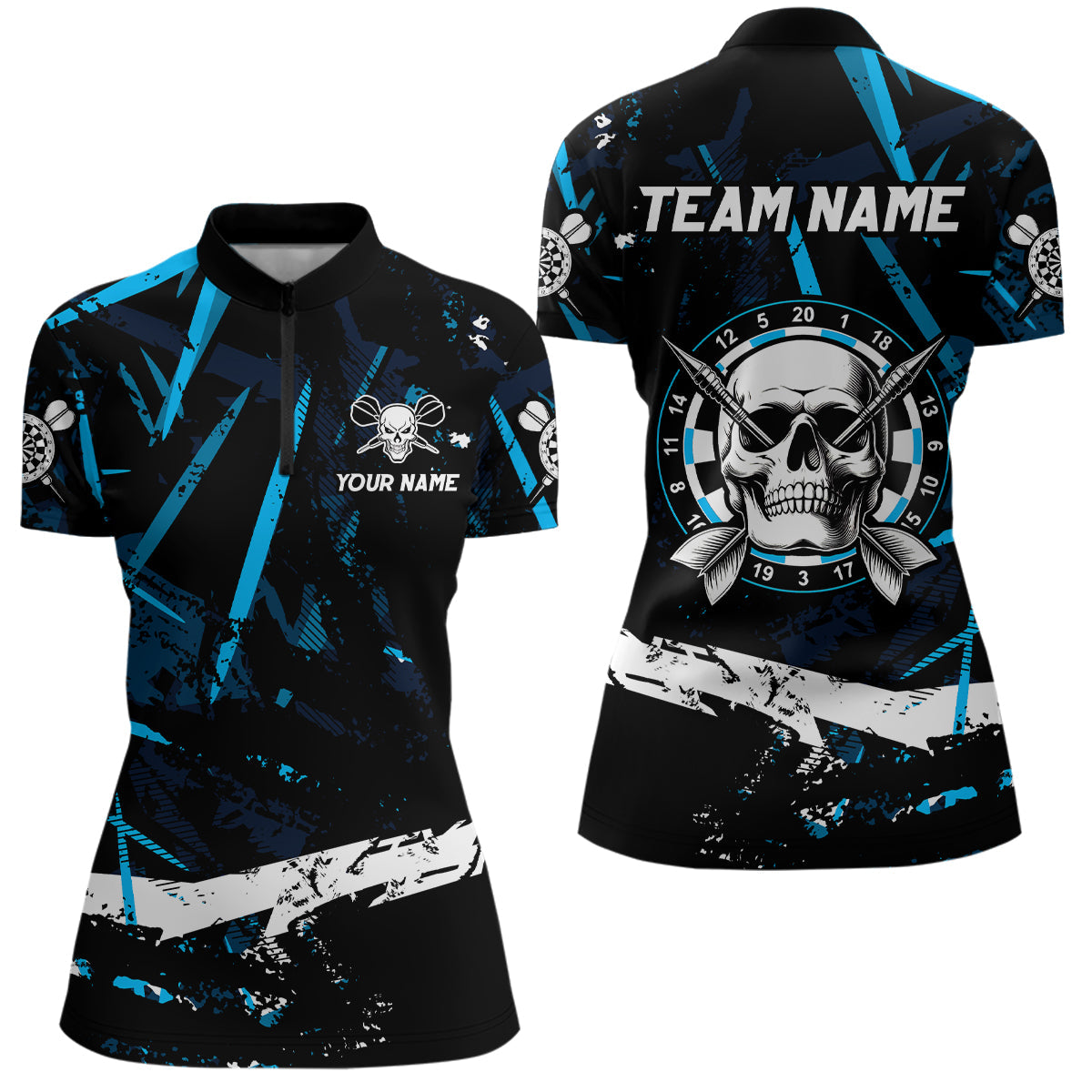 Personalized Grunge Black Blue Abstract Skull Dart Custom Cool Darts Team