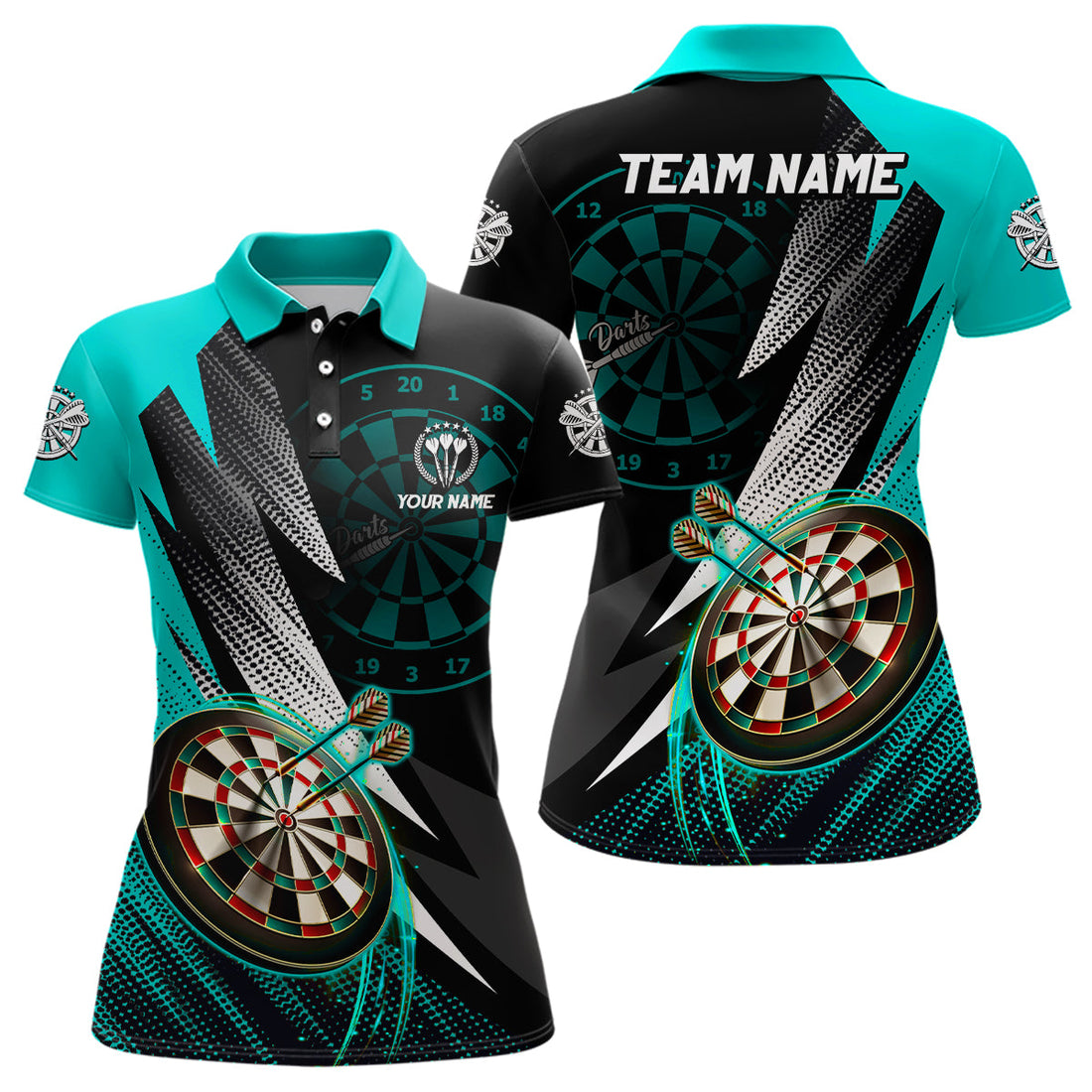 Personalized Turquoise Black Darts and Custom Cool Dart Dart