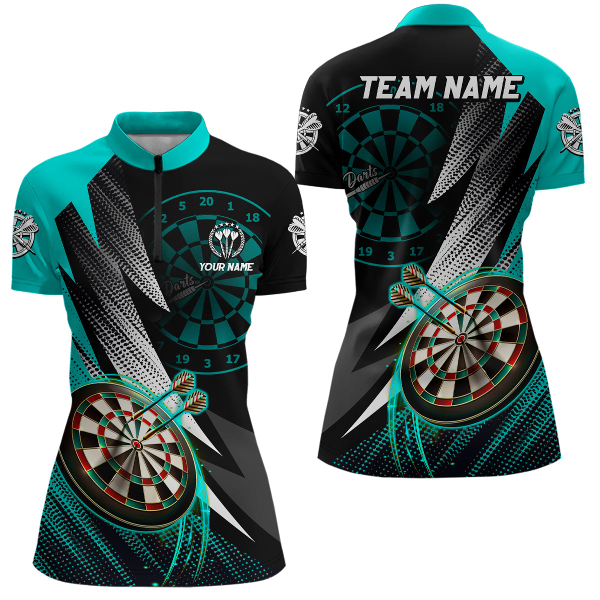 Personalized Turquoise Black Darts and Custom Cool Dart Dart