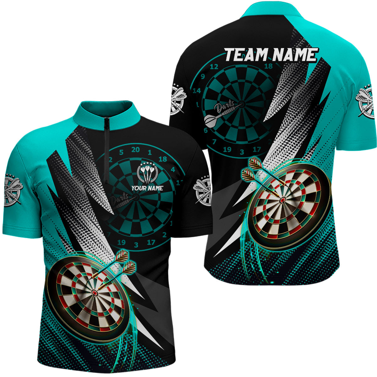 Personalized Turquoise Black Darts and Custom Cool Dart Dart