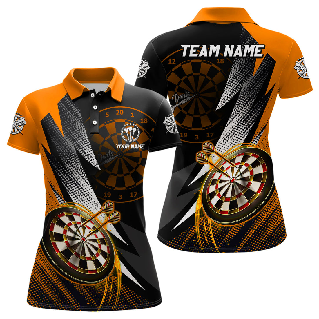 Personalized Orange Black Darts and Custom Dart Dart