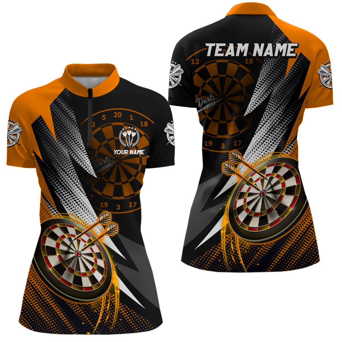Personalized Orange Black Darts and Custom Dart Dart