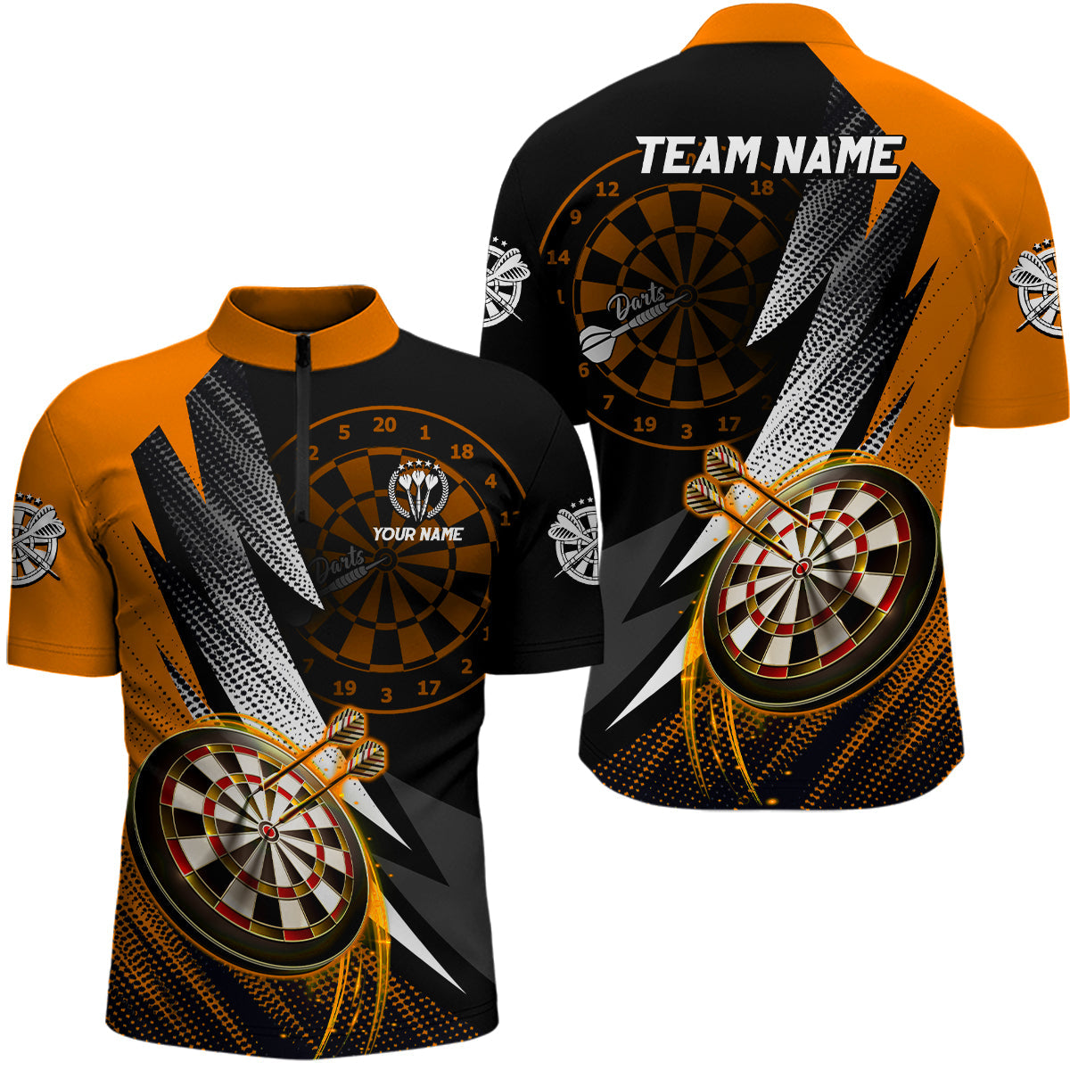 Personalized Orange Black Darts and Custom Dart Dart