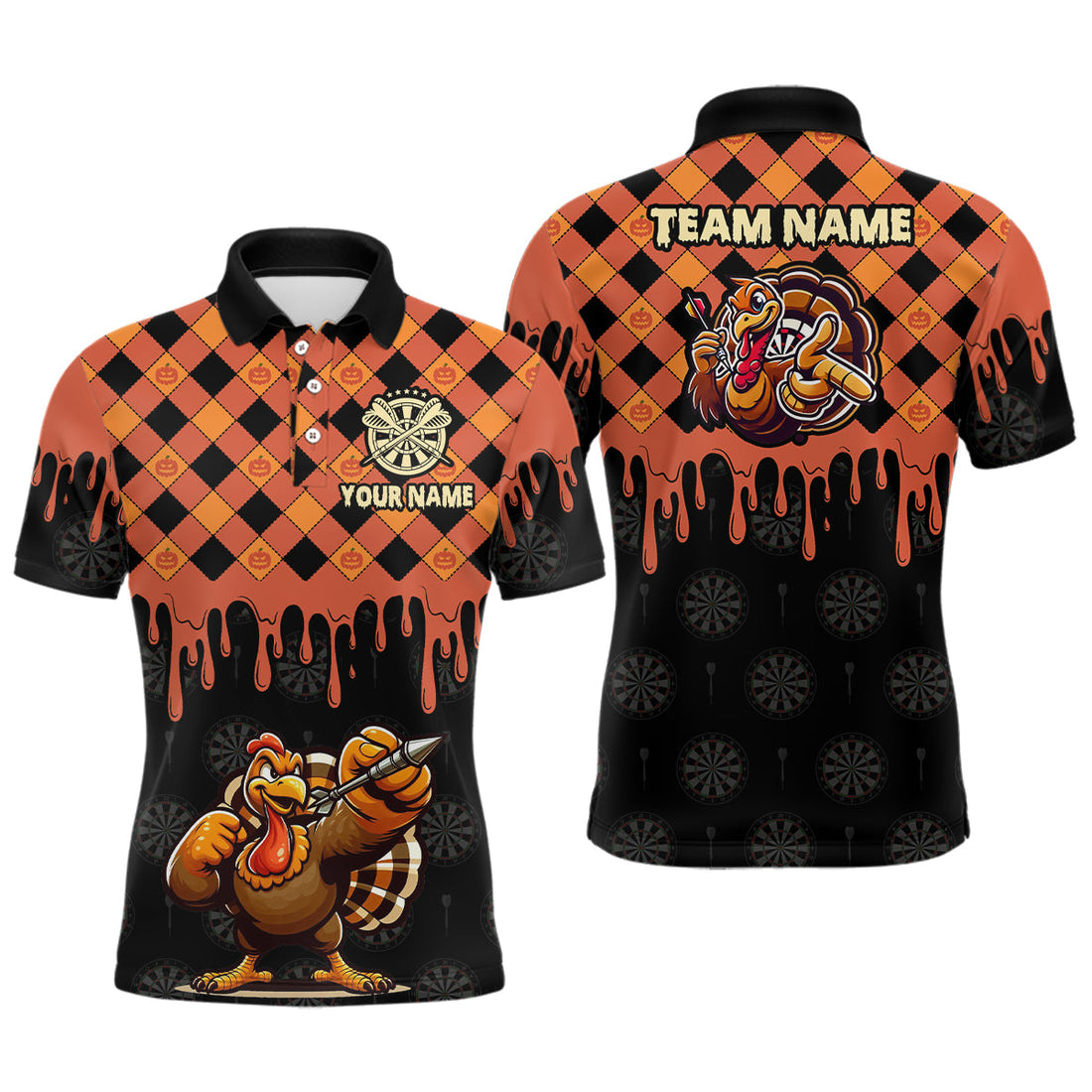 Personalized Orange Black Funny Turkey Pumpkin Dart, Thanksgiving Dart Gift