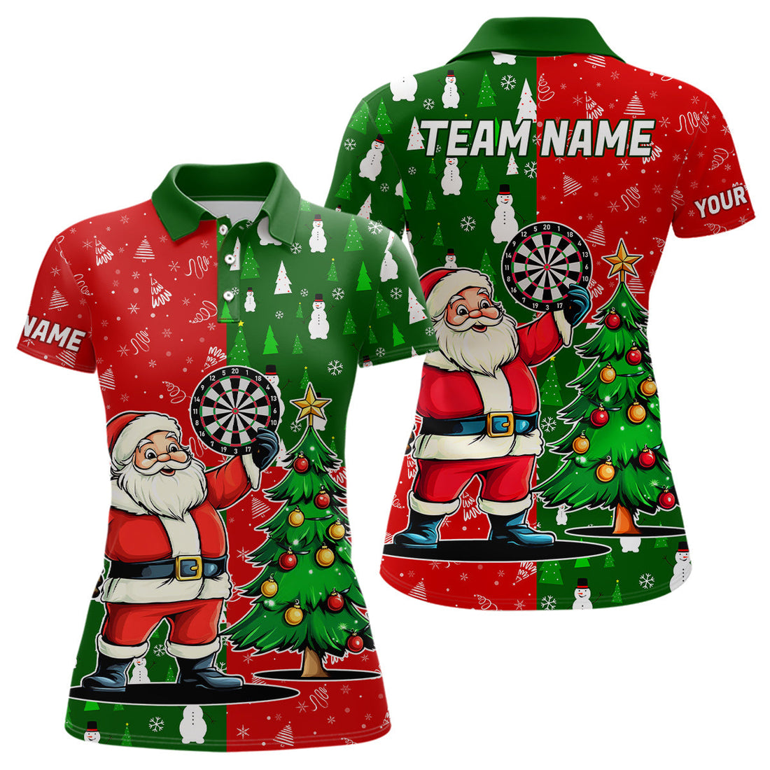 Red And Green Darts Santa Christmas and Quarter-Zip Custom Funny Xmas Dart