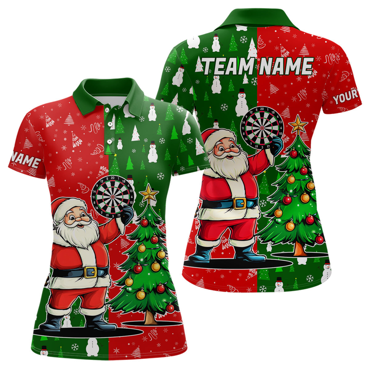 Red And Green Darts Santa Christmas and Quarter-Zip Custom Funny Xmas Dart