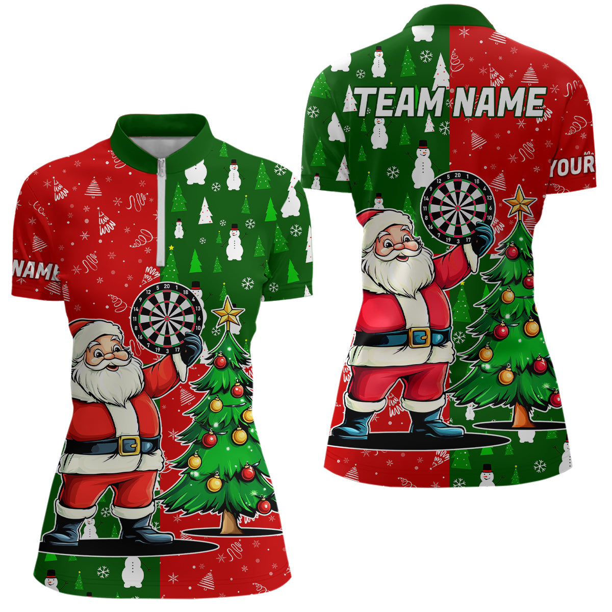 Red And Green Darts Santa Christmas and Quarter-Zip Custom Funny Xmas Dart