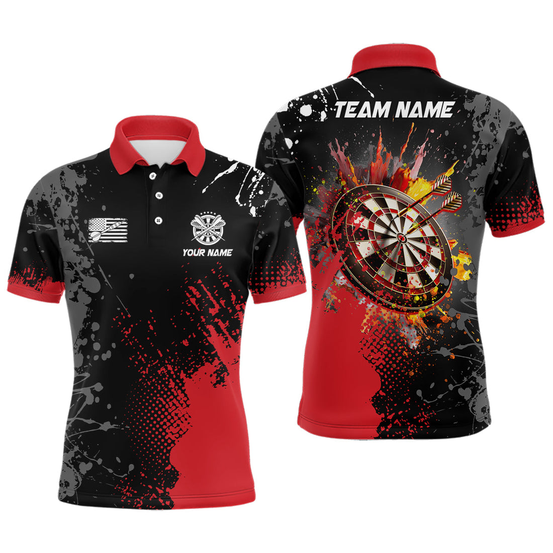 Personalized Paint Red 3D Dartboard Men Quarter-Zip Custom Darts Attire