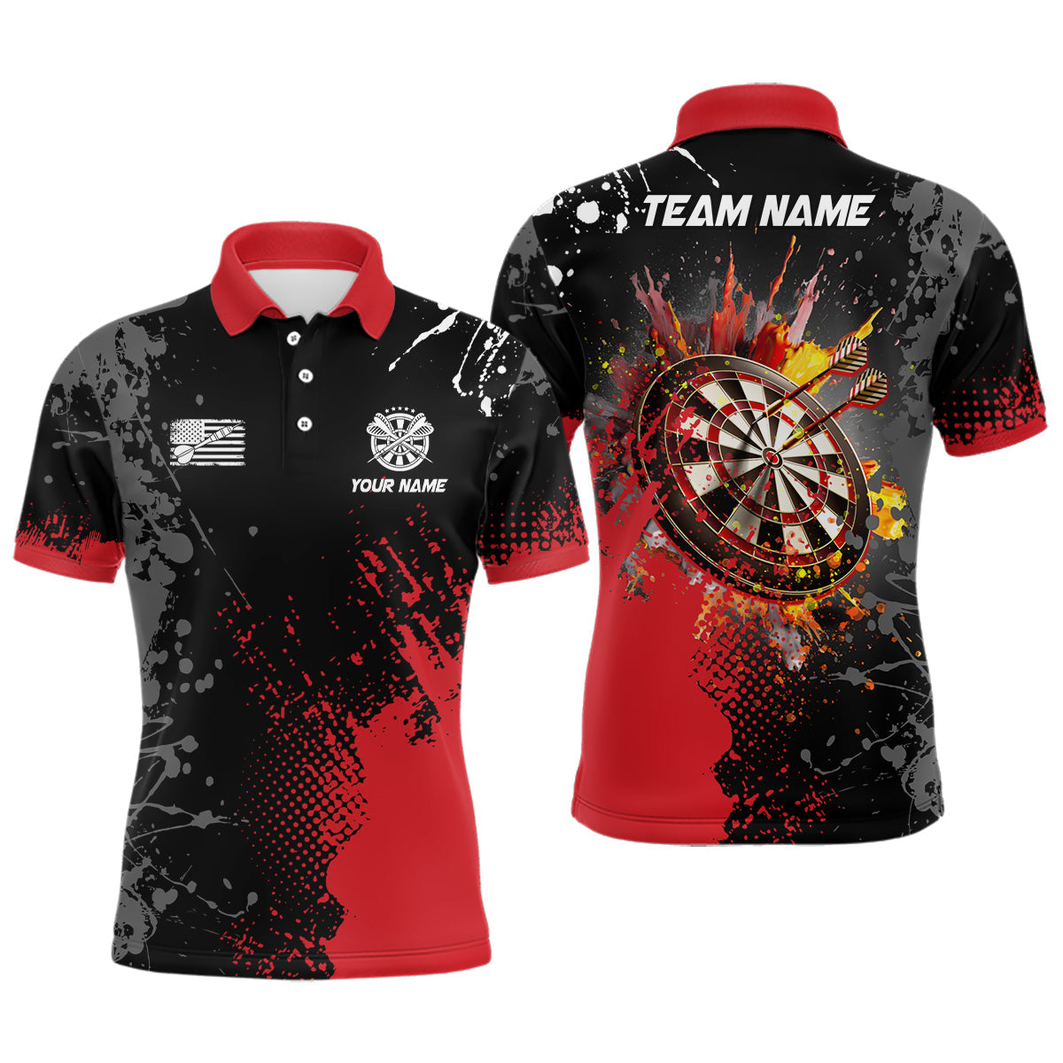 Personalized Paint Red 3D Dartboard Men Quarter-Zip Custom Darts Attire