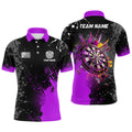 Personalized Paint Purple 3D Dartboard Men Quarter-Zip Custom Darts Attire