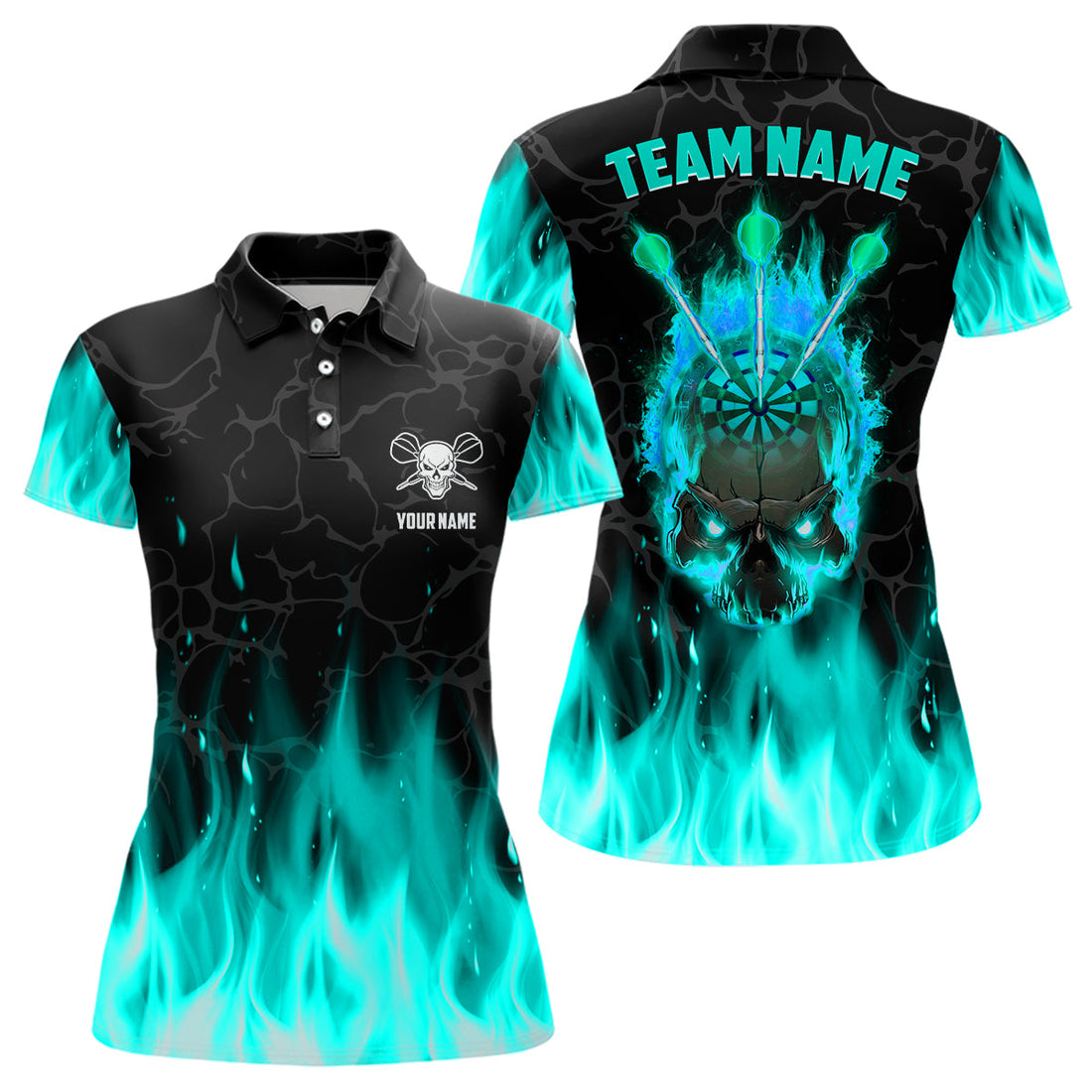 Fire Flame Skull Darts and Custom Scary Darts Team | Turquoise