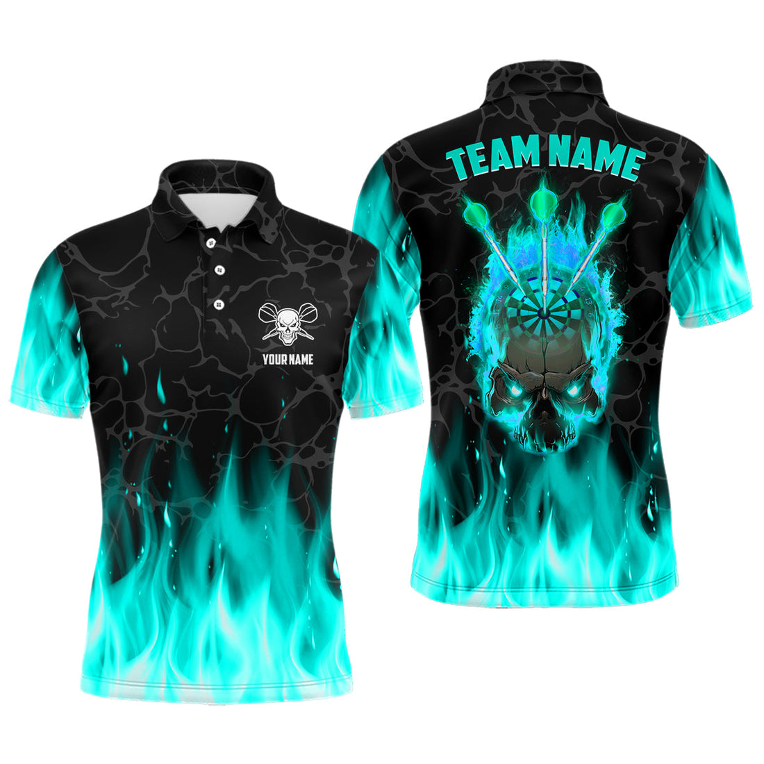 Fire Flame Skull Darts and Custom Scary Darts Team | Turquoise