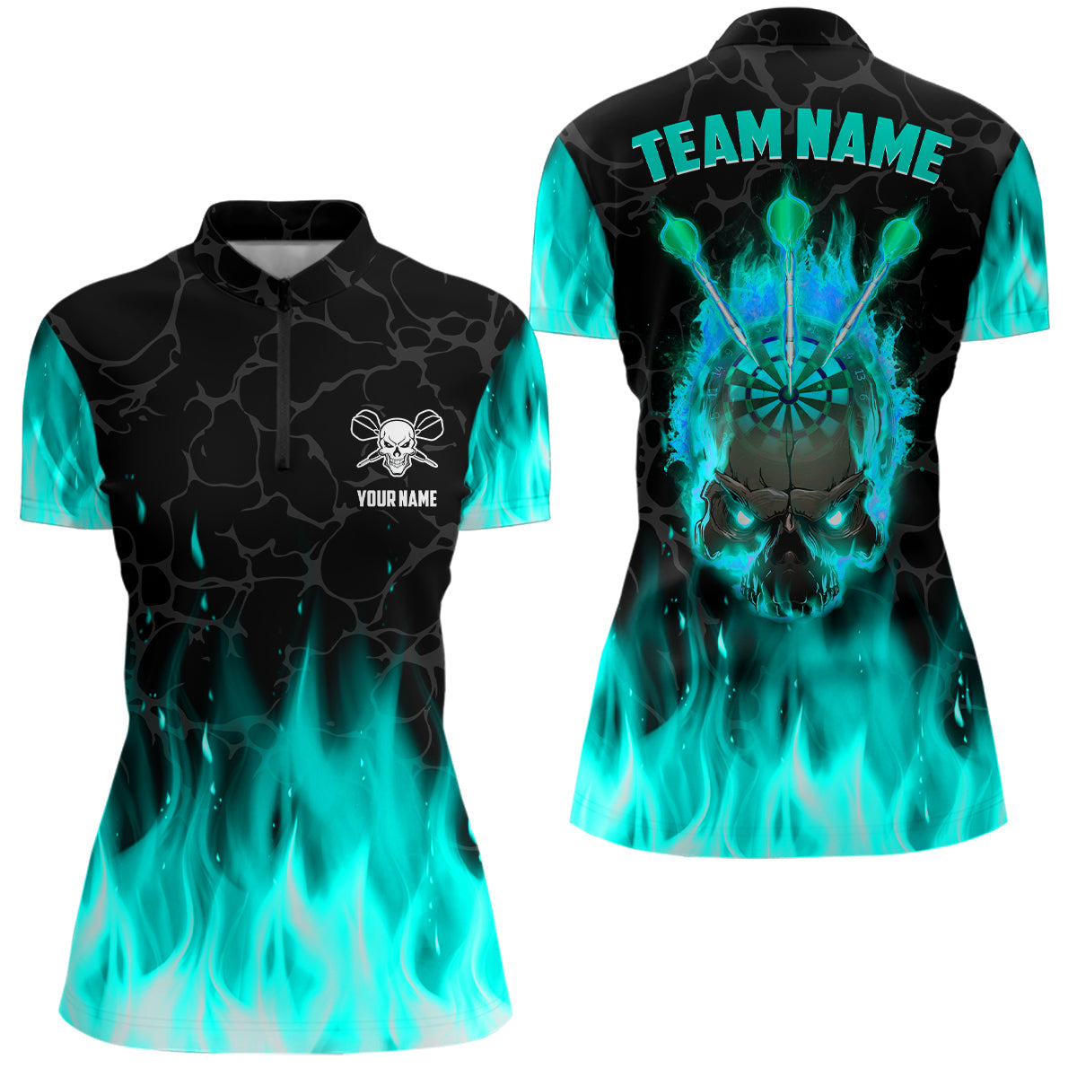 Fire Flame Skull Darts and Custom Scary Darts Team | Turquoise