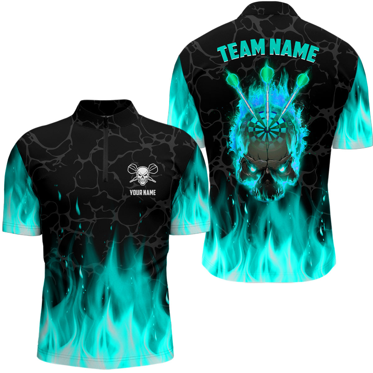 Fire Flame Skull Darts and Custom Scary Darts Team | Turquoise