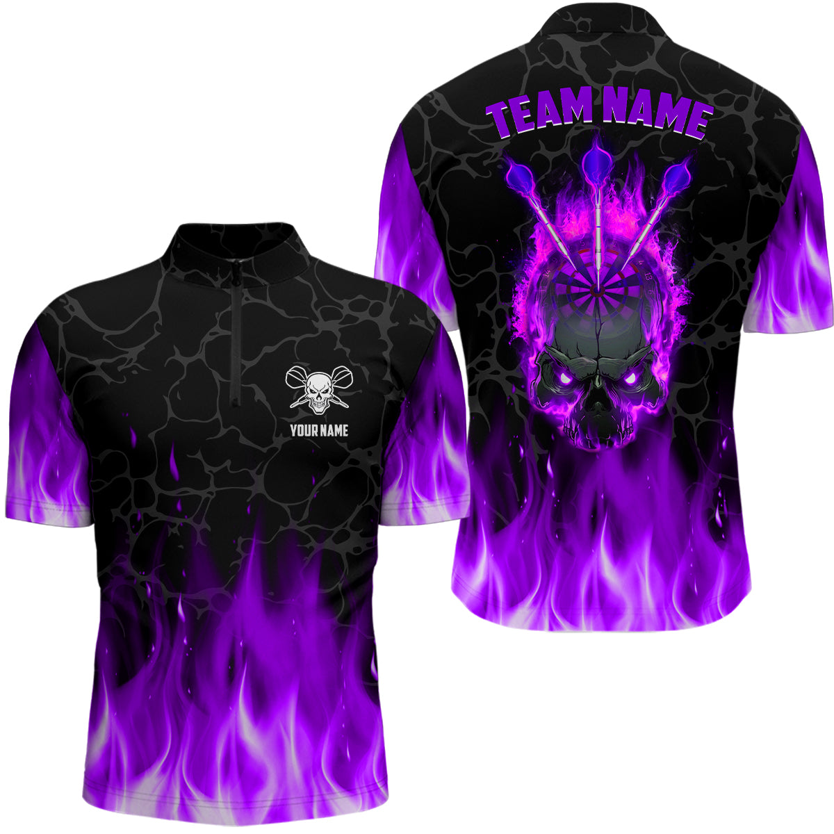 Fire Flame Skull Darts and Custom Scary Darts Team | Purple