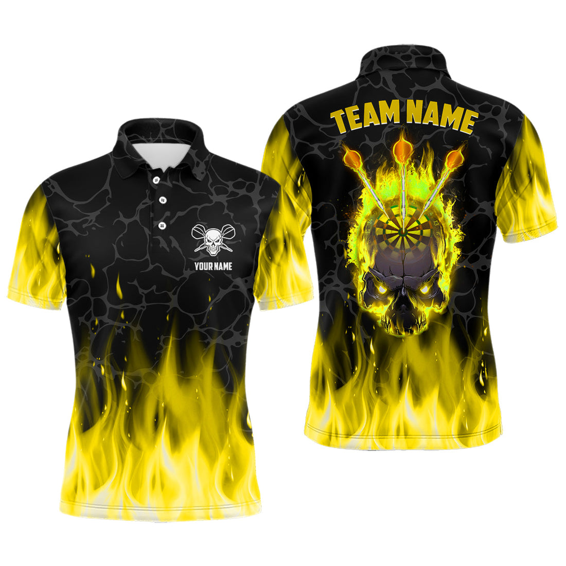 Fire Flame Skull Darts and Custom Scary Darts Team | Yellow