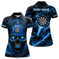 Blue Darts Skull Men Quarter-Zip Custom Lightning Thunder Team League Darts