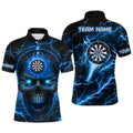 Blue Darts Skull Men Quarter-Zip Custom Lightning Thunder Team League Darts