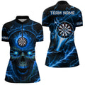 Blue Darts Skull Men Quarter-Zip Custom Lightning Thunder Team League Darts