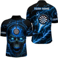 Blue Darts Skull Men Quarter-Zip Custom Lightning Thunder Team League Darts