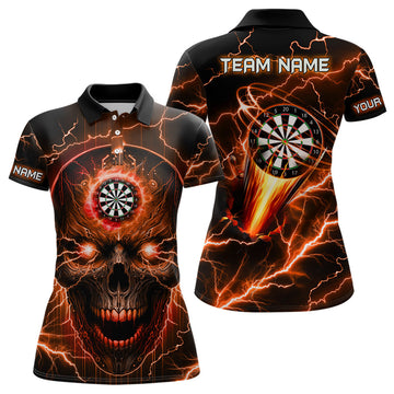 Personalized Orange Darts Skull Men Custom Lightning Thunder Team League Darts