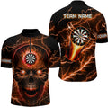 Personalized Orange Darts Skull Men Custom Lightning Thunder Team League Darts