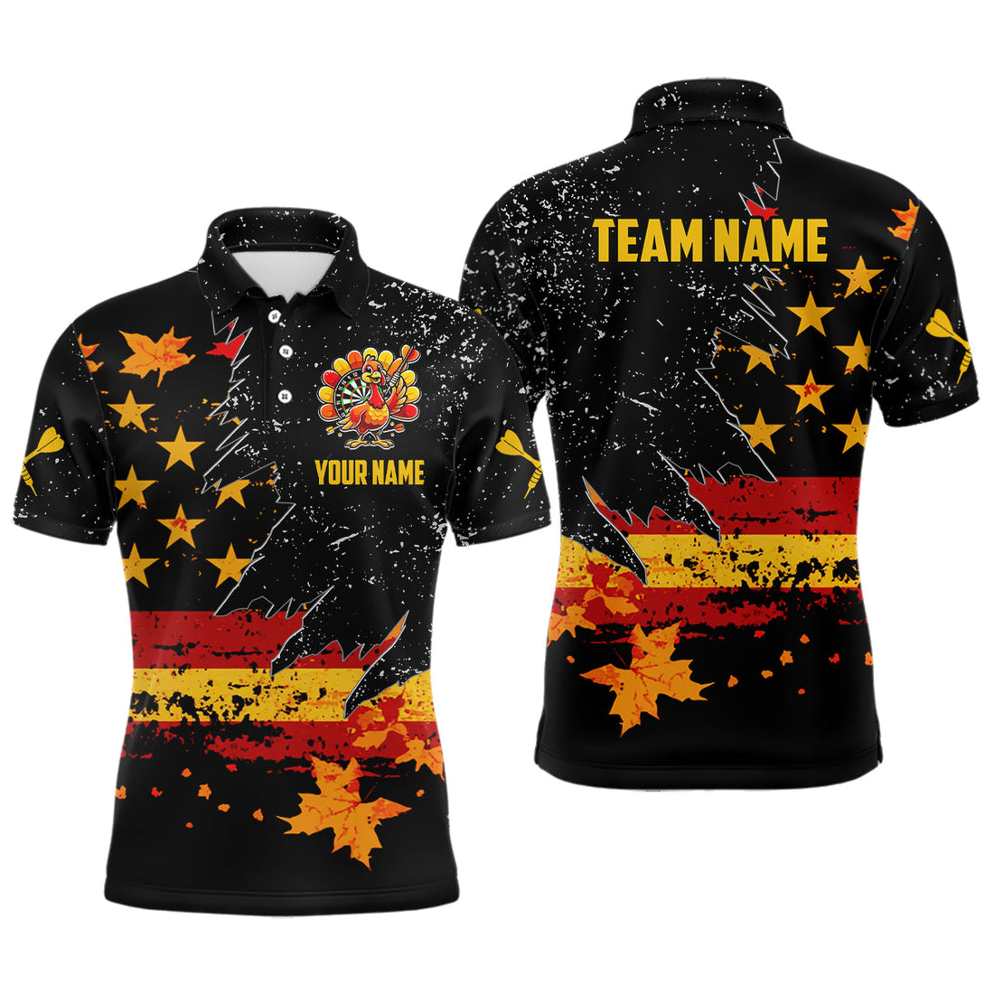 Personalized Retro Autumn American Flag Men Dart Custom Patriotic Thanksgiving Dart