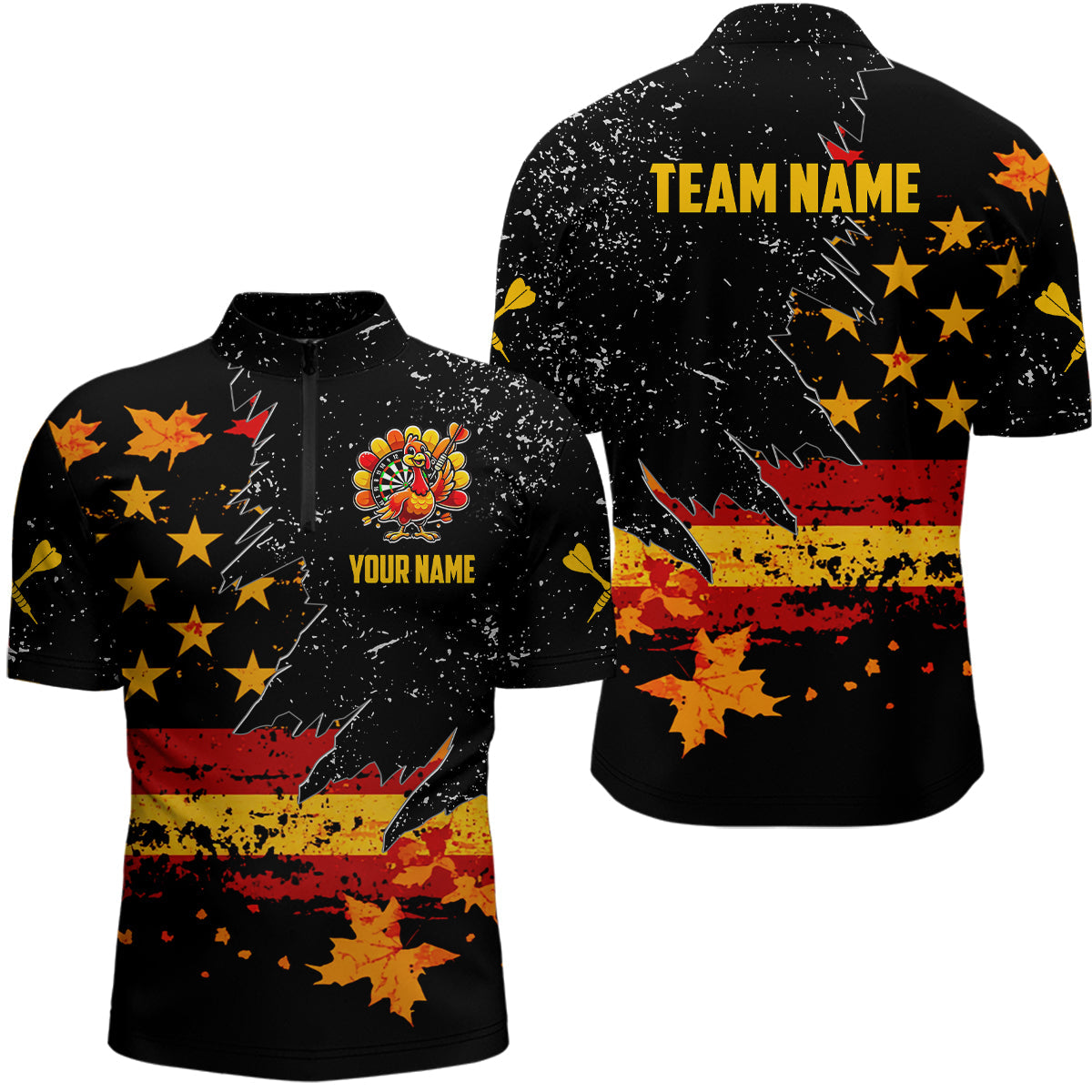 Personalized Retro Autumn American Flag Men Dart Custom Patriotic Thanksgiving Dart