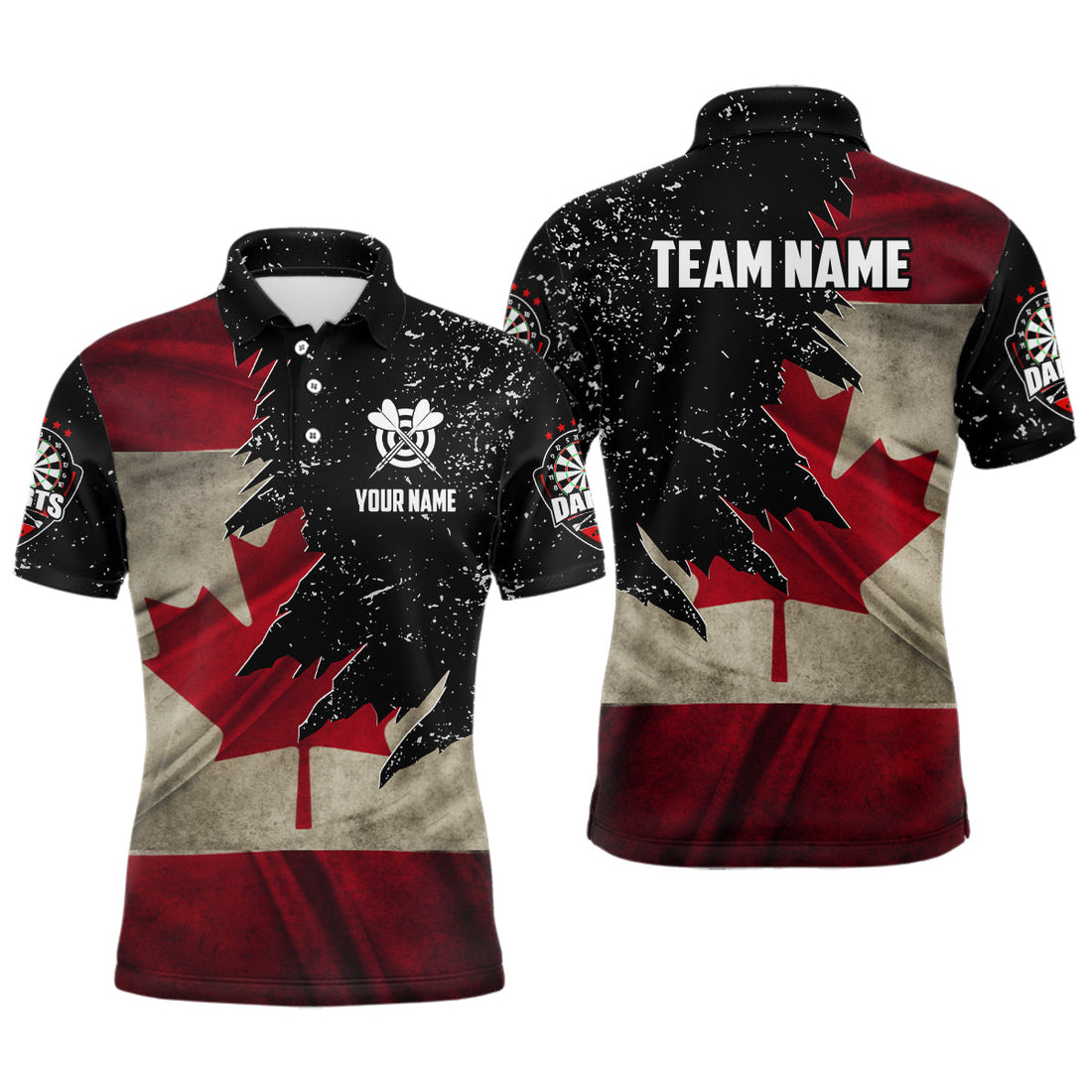 Personalized Retro Canada Flag Darts Men and Quarter-Zip, Patriotic Dart Uniform