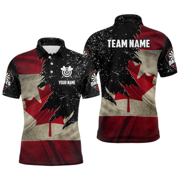 Personalized Retro Canada Flag Darts Men and Quarter-Zip, Patriotic Dart Uniform
