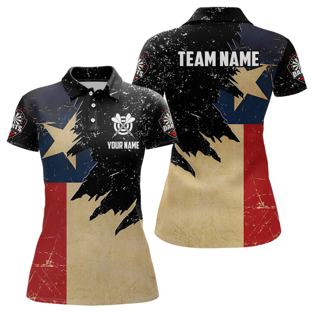 Personalized Retro Texas Flag Darts Men and Quarter-Zip, Patriotic Dart Uniform