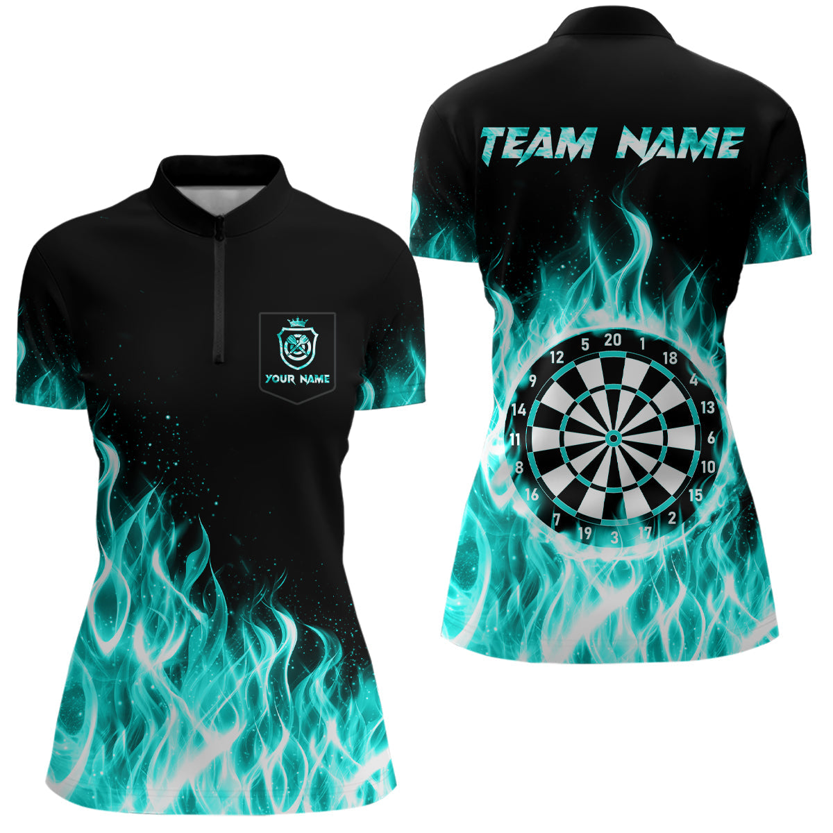 Turquoise Fire Flame Dart Custom Dart Team