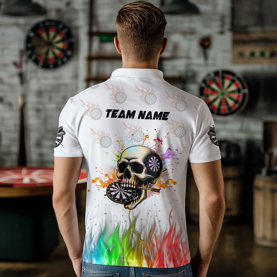Personalized Funny 3D Darts Skull Colorful Fire Darts Custom Dart Team | White
